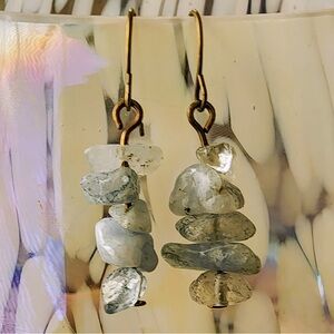 Aquamarine and Antique Dangle Earrings